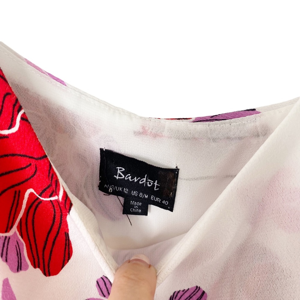 Bardot Floral Off Shoulder Cold Shoulder Floral Top Size 8 Medium - Picture 6 of 9